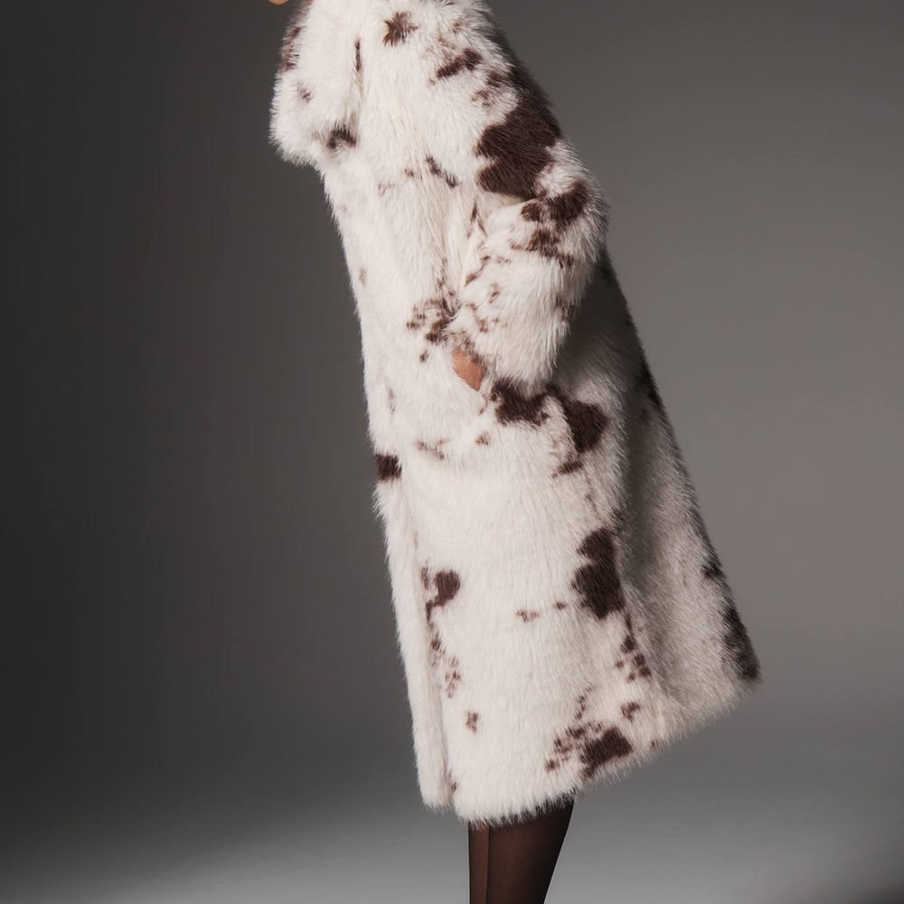 ‼️SOLD‼️NLVT White and Brown Faux Fur Coat - Picture 4 of 4
